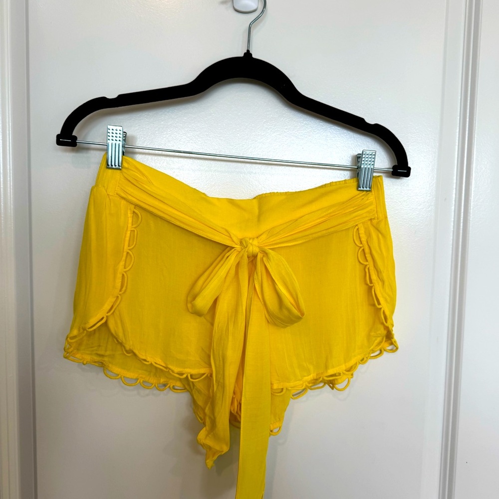Vix Yellow Tie-Waist Swim Coverup Shorts